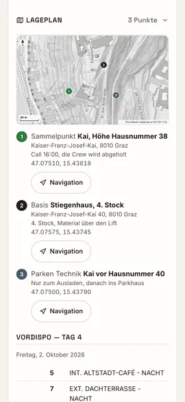 Tagesdispo als Link auf dem Telefon mit Zusage-Knopf