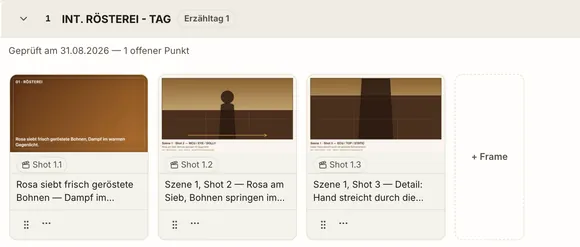 Storyboard-Raster einer Szene